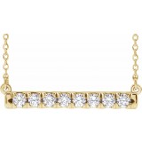 14K Yellow 1/2 CTW Diamond French-Set Bar 18 Necklace photo