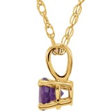 14K Yellow 3 mm Round Amethyst Youth Birthstone 14 Necklace photo 2