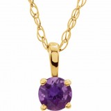 14K Yellow 3 mm Round Amethyst Youth Birthstone 14 Necklace photo