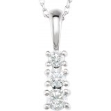14K White 1/3 CTW Diamond 3-Stone 18 Necklace photo