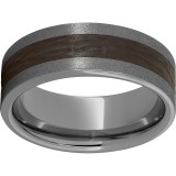 Rugged Tungsten  8mm Pipe Cut Band with Brown CeramicBark Finish and Stone Finish Edges photo