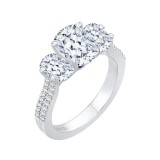 Shah Luxury Cushion Cut Diamond with Sapphire Three-Stone Cathedral Style Engagement Ring In 14K White Gold... photo 2