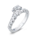 Shah Luxury 14K White Gold Bezel Set Round Diamond Engagement Ring with Milgrain (Semi-Mount) photo 2