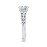 Shah Luxury 14K White Gold Bezel Set Round Diamond Engagement Ring with Milgrain (Semi-Mount) photo 3
