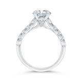 Shah Luxury 14K White Gold Bezel Set Round Diamond Engagement Ring with Milgrain (Semi-Mount) photo 4