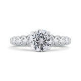Shah Luxury 14K White Gold Bezel Set Round Diamond Engagement Ring with Milgrain (Semi-Mount) photo
