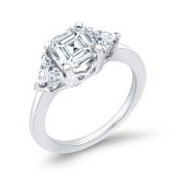 Shah Luxury 14K White Gold Three Stone Engagement Ring Center Asscher with Trillion sides Diamond photo 2