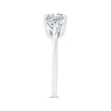 Shah Luxury 14K White Gold Three Stone Engagement Ring Center Asscher with Trillion sides Diamond photo 3