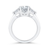 Shah Luxury 14K White Gold Three Stone Engagement Ring Center Asscher with Trillion sides Diamond photo 4