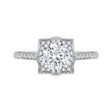 Shah Luxury 14K White Gold Round Diamond Halo Engagement Ring (Semi-Mount) photo
