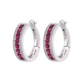 Gems One 14Kt White Gold Diamond (1/6Ctw) & Ruby (7/8 Ctw) Earring photo