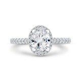 Shah Luxury 14K White Gold Oval Cut Halo Diamond Classic Engagement Ring (Semi-Mount) photo