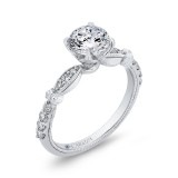 Shah Luxury 14K White Gold Round Diamond Engagement Ring (Semi-Mount) photo 2