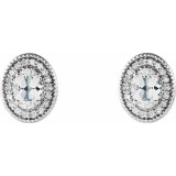14K White Sapphire & 1/5 CTW Diamond Halo-Style Earrings photo 2