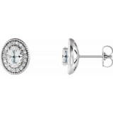 14K White Sapphire & 1/5 CTW Diamond Halo-Style Earrings photo