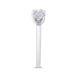 Shah Luxury 14K White Gold Two Stone Engagement Ring Center with Round & Emerald Diamond photo 3