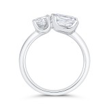 Shah Luxury 14K White Gold Two Stone Engagement Ring Center with Round & Emerald Diamond photo 4