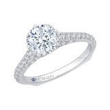 Shah Luxury 14K White Gold Round Diamond Engagement Ring with Euro Shank (Semi-Mount) photo 2