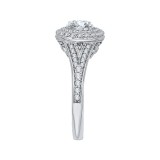 Shah Luxury 14K White Gold Round Diamond Double Halo Engagement Ring with Split Shank (Semi-Mount) photo 2