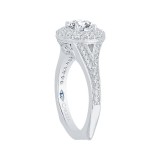 Shah Luxury 14K White Gold Round Diamond Double Halo Engagement Ring with Split Shank (Semi-Mount) photo 3