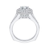 Shah Luxury 14K White Gold Round Diamond Double Halo Engagement Ring with Split Shank (Semi-Mount) photo 4