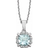 14K White Aquamarine & .05 CTW Diamond 18 Necklace photo