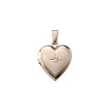 14K White Gold .01ct Diamond engraved Heart Child's Locket photo