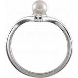 14K White Akoya Cultured Pearl & .025 CTW Diamond Ring photo 2