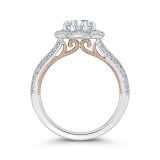 Shah Luxury 14K Two-Tone Gold Round Diamond Floral Halo Engagement Ring with Split Shank (Semi-Mount) photo 4