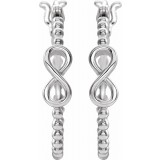 14K White 22.3 mm Infinity-Inspired Beaded Hoop Earrings photo 2