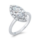 Shah Luxury 14K White Gold Marquise Cut Diamond Engagement Ring with Round Shank (Semi-Mount) photo 2