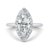 Shah Luxury 14K White Gold Marquise Cut Diamond Engagement Ring with Round Shank (Semi-Mount) photo