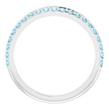 14K White Aquamarine Stackable Cross Ring photo 2