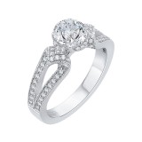 Shah Luxury 14K White Gold Round Diamond Engagement Ring with Split Shank (Semi-Mount) photo 2