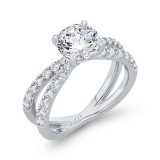 Shah Luxury 14K White Gold Round Diamond Split Shank Engagement Ring (Semi-Mount) photo 2