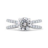 Shah Luxury 14K White Gold Round Diamond Split Shank Engagement Ring (Semi-Mount) photo