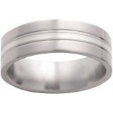 Titanium Flat Band with 1mm Sterling Silver Inlay, Two .5mm Grooves and Satin Finish photo
