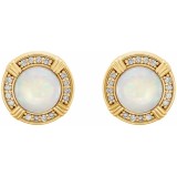 14K Yellow Opal & 1/8 CTW Diamond Earrings photo 2
