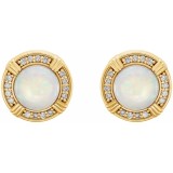 14K Yellow Opal & 1/8 CTW Diamond Earrings photo 2
