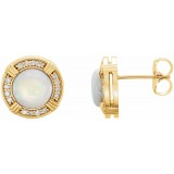 14K Yellow Opal & 1/8 CTW Diamond Earrings photo