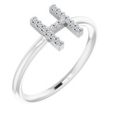 14K White .07 CTW Diamond Initial H Ring photo