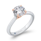 Shah Luxury 14K Two-Tone Gold Round Diamond Solitaire Plus Engagement Ring with Milgrain (Semi-Mount) photo 2