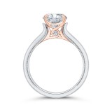 Shah Luxury 14K Two-Tone Gold Round Diamond Solitaire Plus Engagement Ring with Milgrain (Semi-Mount) photo 4