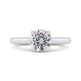 Shah Luxury 14K Two-Tone Gold Round Diamond Solitaire Plus Engagement Ring with Milgrain (Semi-Mount) photo