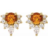 14K Yellow Citrine & 1/6 CTW Diamond Earrings photo 2