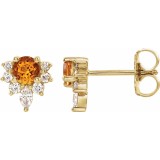 14K Yellow Citrine & 1/6 CTW Diamond Earrings photo