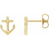 14K Yellow Anchor Earrings photo