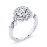 Shah Luxury Round Diamond Double Halo Engagement Ring In 14K White Gold (Semi-Mount) photo 2