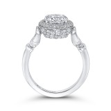 Shah Luxury Round Diamond Double Halo Engagement Ring In 14K White Gold (Semi-Mount) photo 4