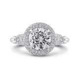 Shah Luxury Round Diamond Double Halo Engagement Ring In 14K White Gold (Semi-Mount) photo